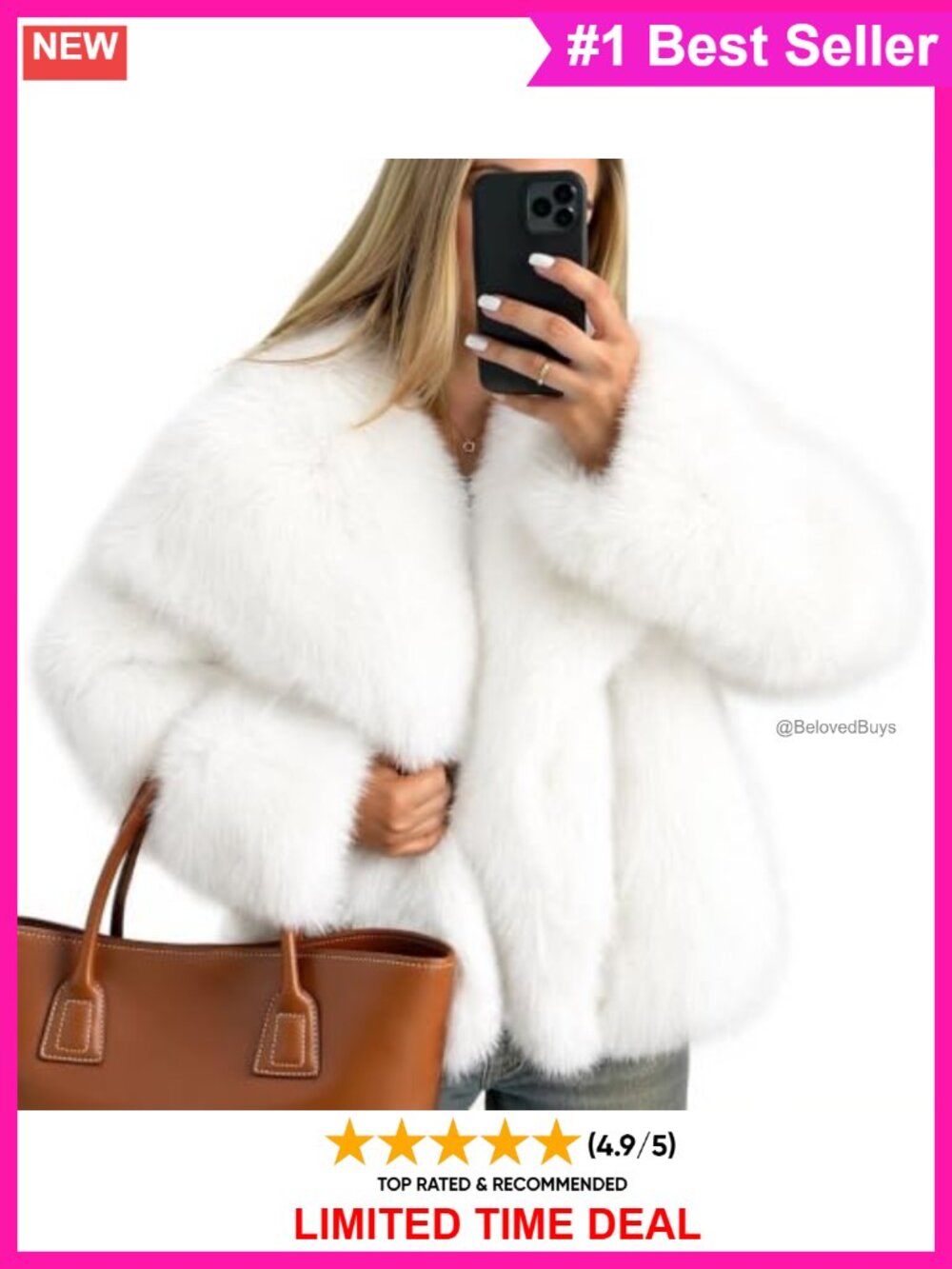 Womens Faux Fur Coats Fluffy Winter Fuzzy Jacket Loose Fit